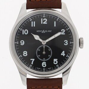 WATCH MONTBLANC MB115073 1858 black SS/leather AT